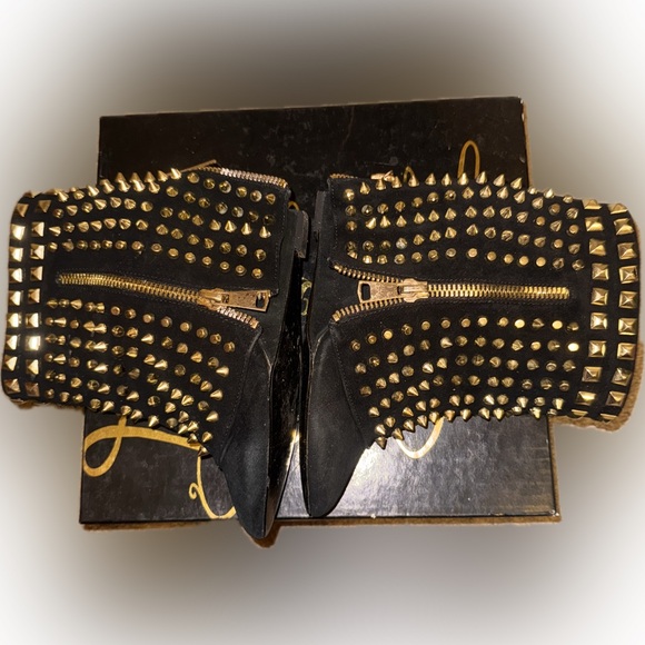 Women’s Lust For Life Black Booties With Gold Studs - Picture 3 of 5
